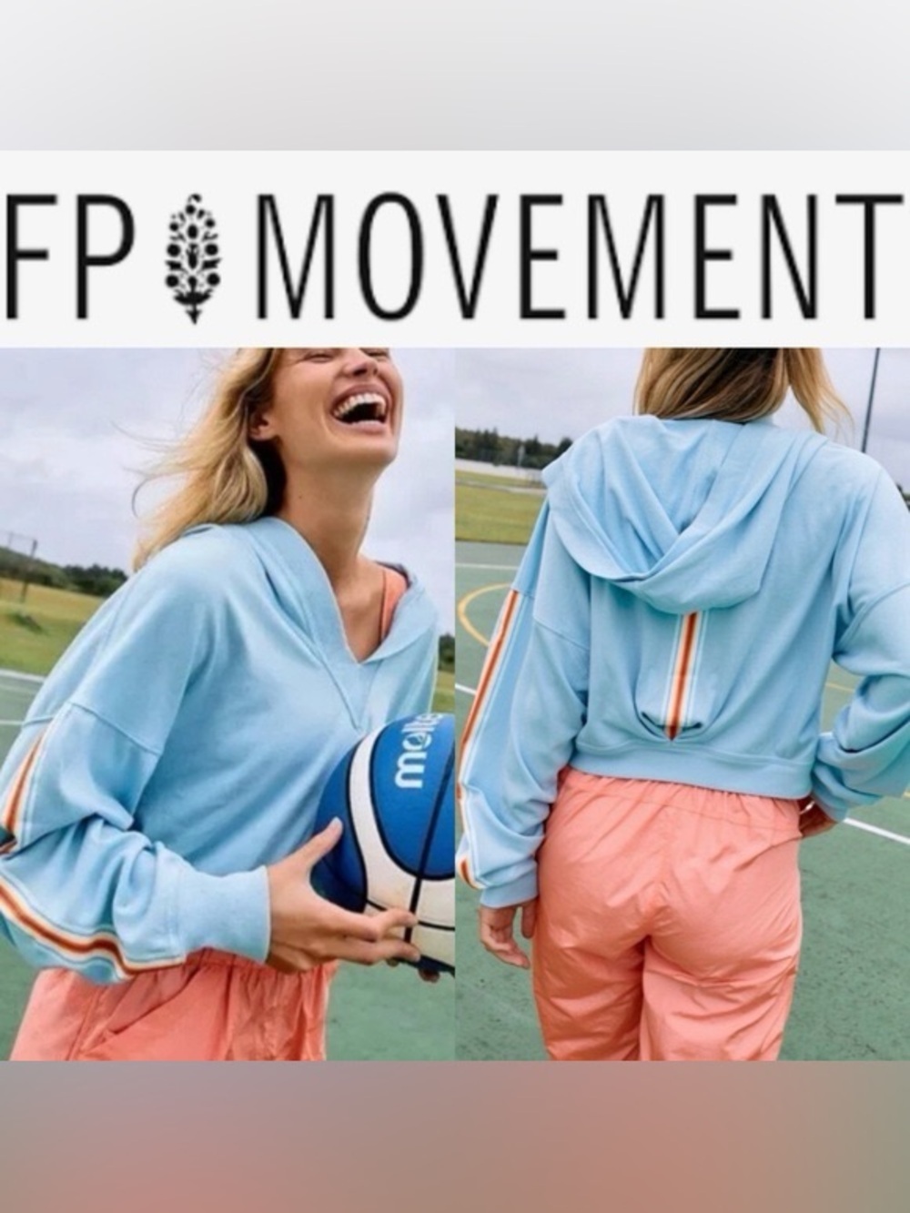 FP Movement by Free People Grand Slam Sky Blue Cropped Hoodie